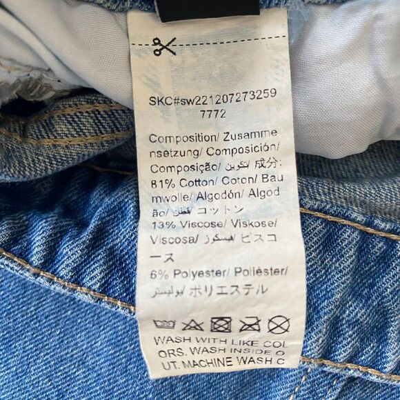 Daze A-line Maxi Denim Skirt L Blue Raw Hem Seam Slit Distressed Grunge Y2K - Picture 6 of 6